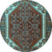 Round Machine Washable Persian Light Blue Traditional Rug, wshtr898lblu