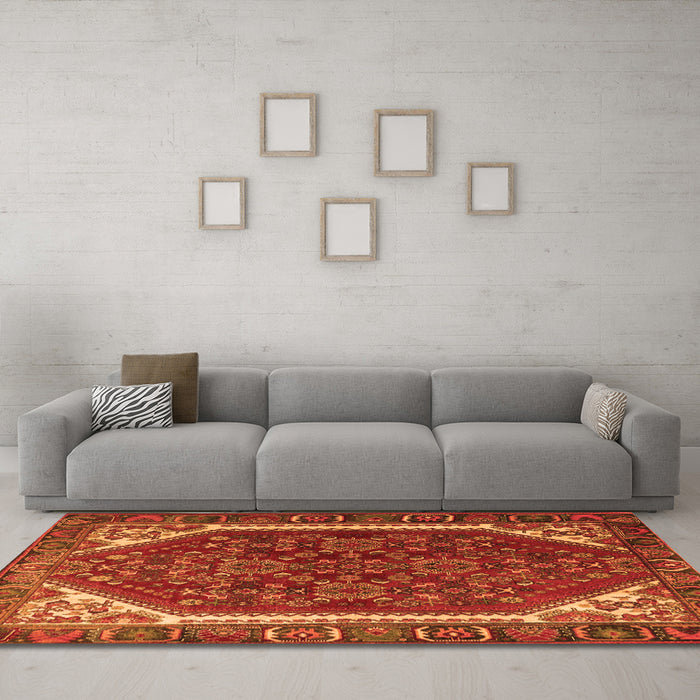 Machine Washable Persian Orange Traditional Area Rugs in a Living Room, wshtr898org