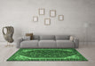 Machine Washable Persian Emerald Green Traditional Area Rugs in a Living Room,, wshtr898emgrn
