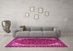 Machine Washable Persian Pink Traditional Rug in a Living Room, wshtr898pnk