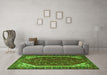Machine Washable Persian Green Traditional Area Rugs in a Living Room,, wshtr898grn