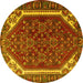 Round Persian Yellow Traditional Rug, tr898yw