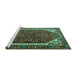 Sideview of Machine Washable Persian Turquoise Traditional Area Rugs, wshtr898turq
