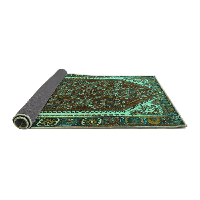 Sideview of Persian Turquoise Traditional Rug, tr898turq
