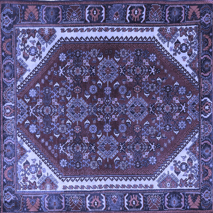 Square Machine Washable Persian Blue Traditional Rug, wshtr898blu