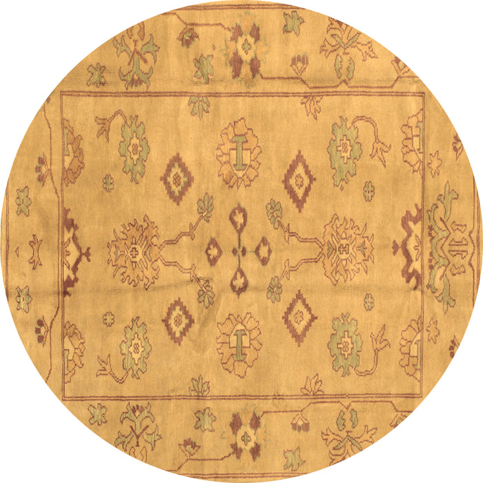 Round Persian Brown Traditional Rug, tr899brn