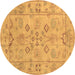 Round Persian Brown Traditional Rug, tr899brn