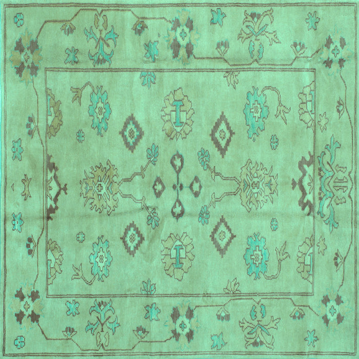 Square Machine Washable Persian Turquoise Traditional Area Rugs, wshtr899turq