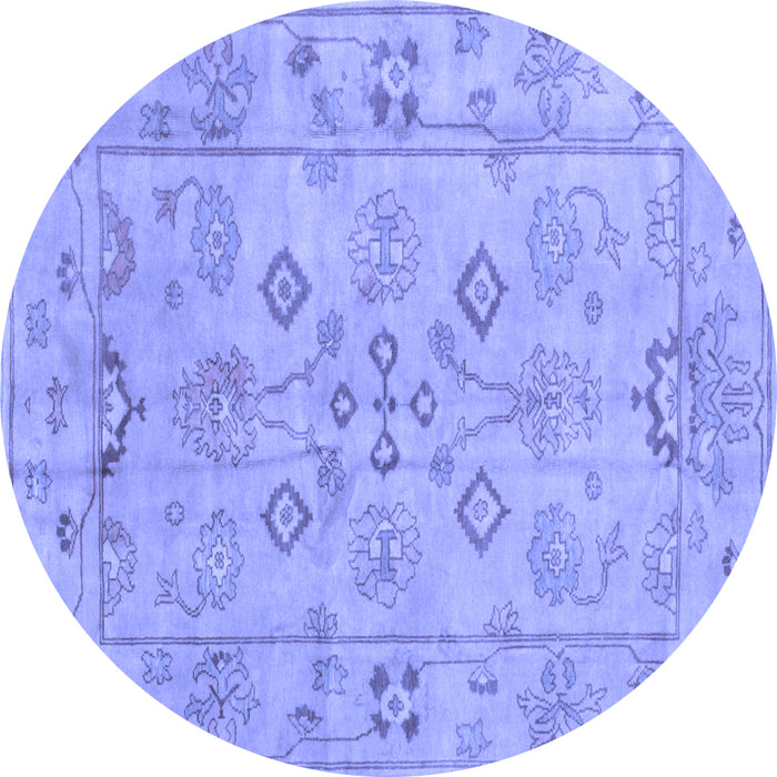 Round Machine Washable Persian Blue Traditional Rug, wshtr899blu