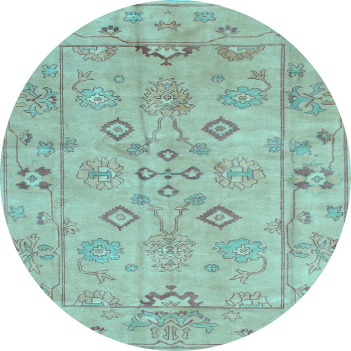 Round Machine Washable Persian Light Blue Traditional Rug, wshtr899lblu