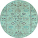 Round Machine Washable Persian Light Blue Traditional Rug, wshtr899lblu