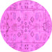 Round Machine Washable Persian Purple Traditional Area Rugs, wshtr899pur