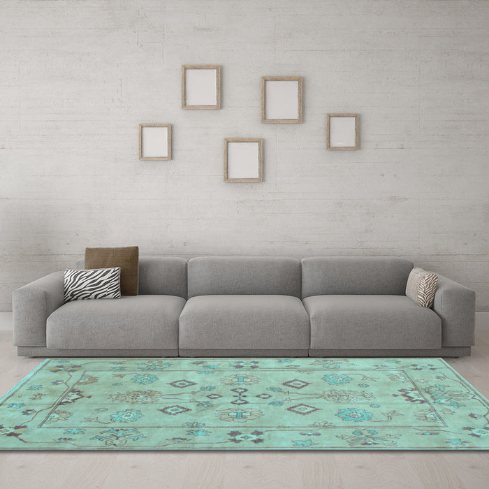 Machine Washable Persian Light Blue Traditional Rug in a Living Room, wshtr899lblu