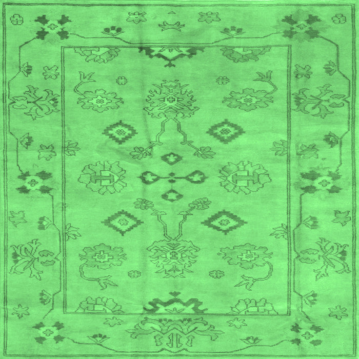 Square Machine Washable Persian Emerald Green Traditional Area Rugs, wshtr899emgrn