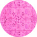 Round Persian Pink Traditional Rug, tr899pnk