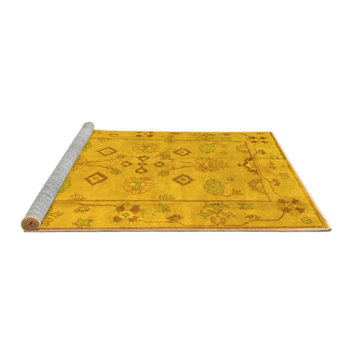 Sideview of Machine Washable Persian Yellow Traditional Rug, wshtr899yw