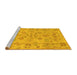 Sideview of Machine Washable Persian Yellow Traditional Rug, wshtr899yw