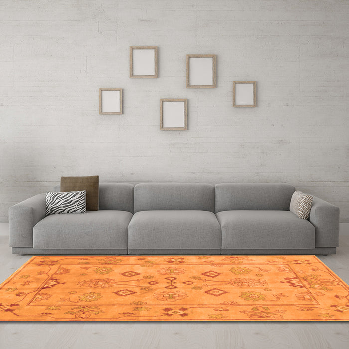 Machine Washable Persian Orange Traditional Area Rugs in a Living Room, wshtr899org