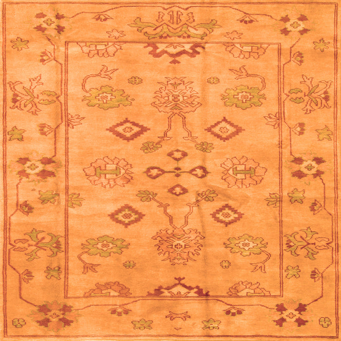 Round Machine Washable Persian Orange Traditional Area Rugs, wshtr899org