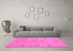 Machine Washable Persian Pink Traditional Rug in a Living Room, wshtr899pnk