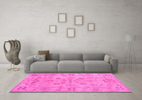 Machine Washable Persian Pink Traditional Rug, wshtr899pnk