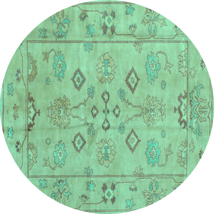 Round Machine Washable Persian Turquoise Traditional Area Rugs, wshtr899turq
