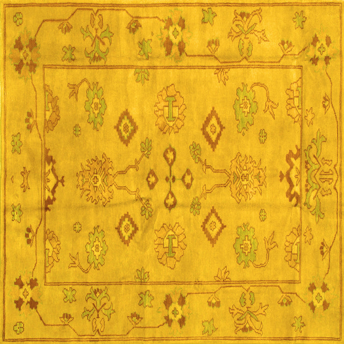 Square Machine Washable Persian Yellow Traditional Rug, wshtr899yw