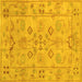 Square Machine Washable Persian Yellow Traditional Rug, wshtr899yw