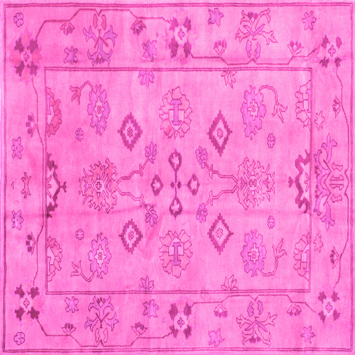 Square Machine Washable Persian Pink Traditional Rug, wshtr899pnk
