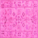 Square Machine Washable Persian Pink Traditional Rug, wshtr899pnk
