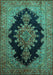 Machine Washable Medallion Turquoise Traditional Area Rugs, wshtr89turq