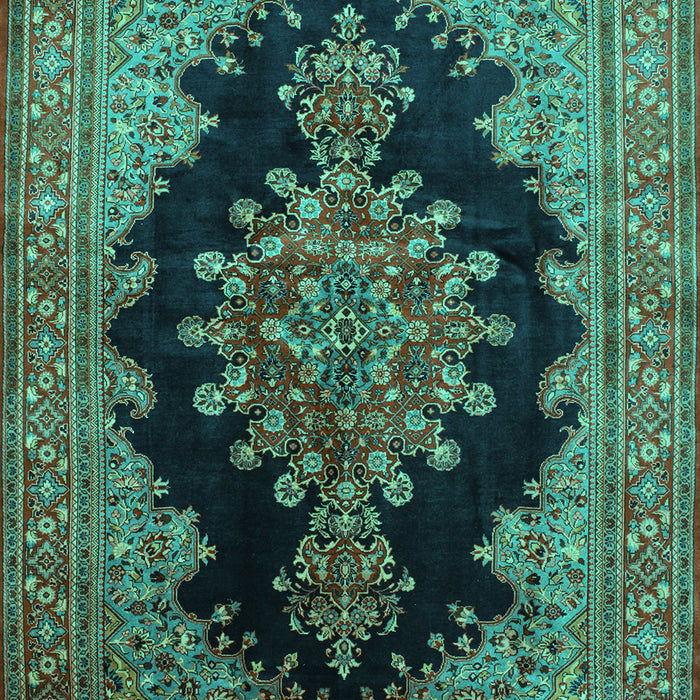 Machine Washable Medallion Turquoise Traditional Area Rugs, wshtr89turq