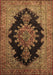 Machine Washable Medallion Brown Traditional Rug, wshtr89brn