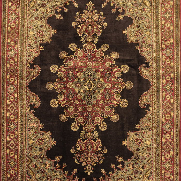 Machine Washable Medallion Brown Traditional Rug, wshtr89brn