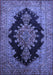 Machine Washable Medallion Blue Traditional Rug, wshtr89blu