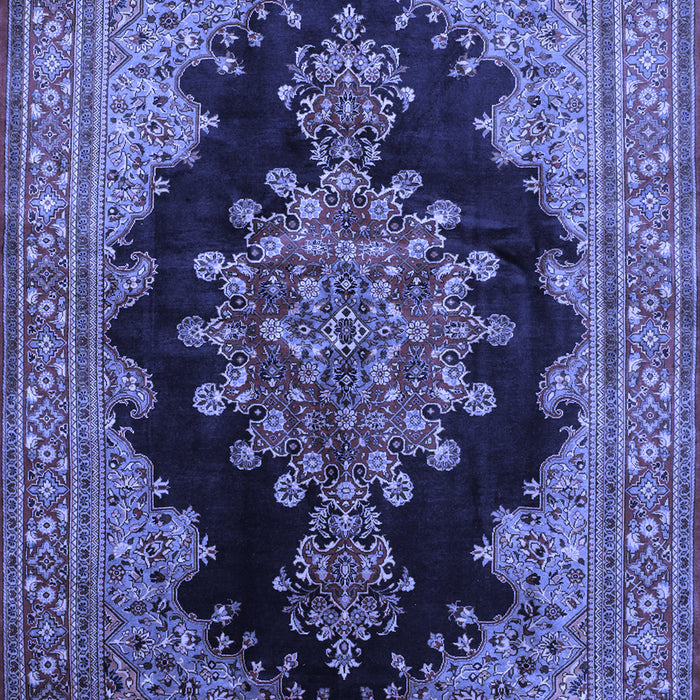 Machine Washable Medallion Blue Traditional Rug, wshtr89blu