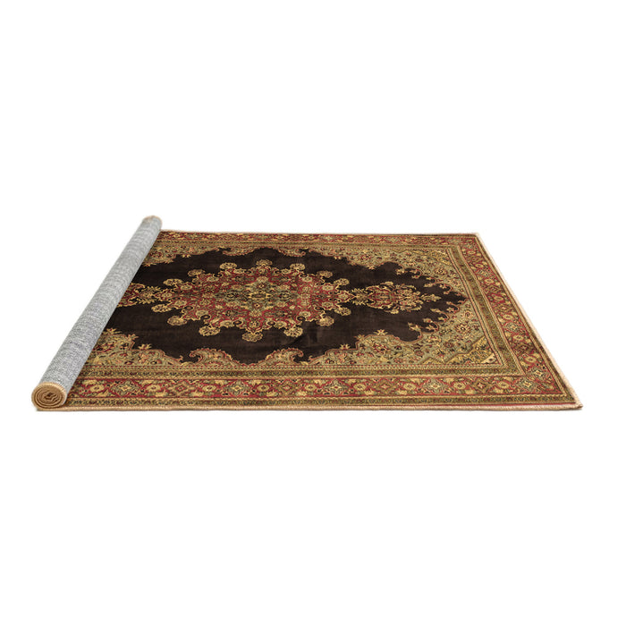 Sideview of Machine Washable Medallion Brown Traditional Rug, wshtr89brn