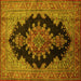 Square Machine Washable Medallion Yellow Traditional Rug, wshtr89yw