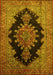 Machine Washable Medallion Yellow Traditional Rug, wshtr89yw