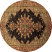 Round Medallion Brown Traditional Rug, tr89brn