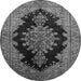 Machine Washable Medallion Gray Traditional Rug, wshtr89gry