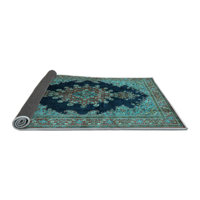 Sideview of Medallion Light Blue Traditional Rug, tr89lblu