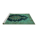 Sideview of Machine Washable Medallion Turquoise Traditional Area Rugs, wshtr89turq