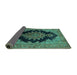 Sideview of Medallion Turquoise Traditional Rug, tr89turq