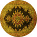 Round Medallion Yellow Traditional Rug, tr89yw