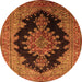 Machine Washable Medallion Orange Traditional Area Rugs, wshtr89org