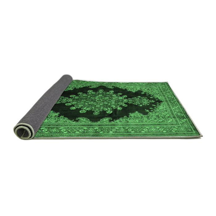 Sideview of Medallion Emerald Green Traditional Rug, tr89emgrn