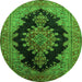 Machine Washable Medallion Green Traditional Area Rugs, wshtr89grn