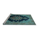 Sideview of Machine Washable Medallion Light Blue Traditional Rug, wshtr89lblu