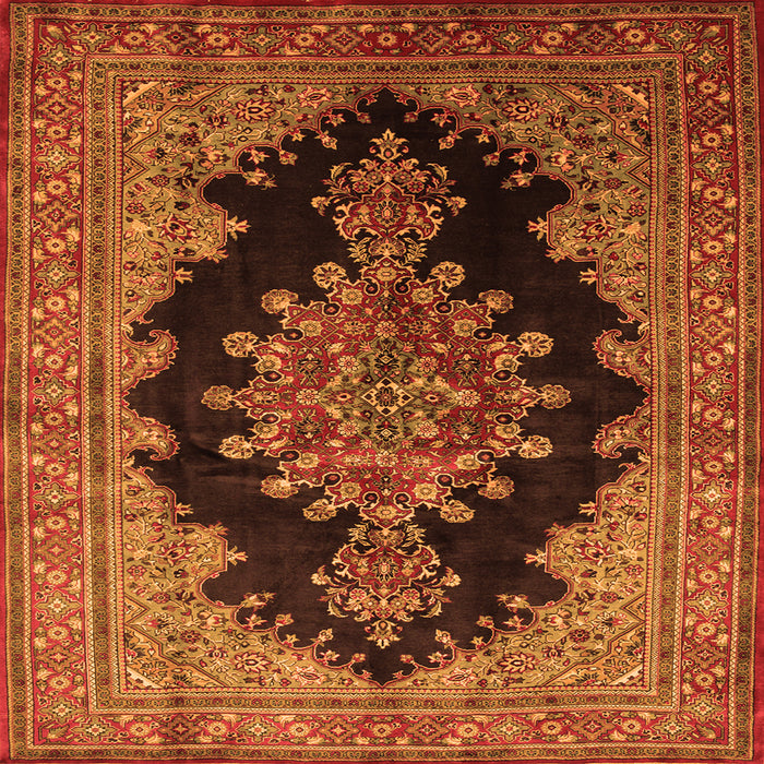 Serging Thickness of Medallion Orange Traditional Rug, tr89org